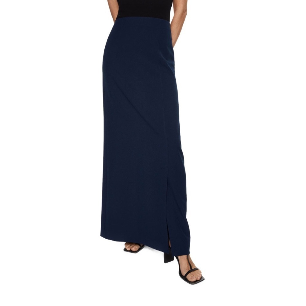 MANGO A-line Slit Hem Maxi Skirt Dark Navy Size Large NWT